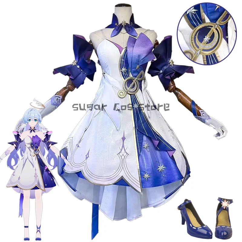 Honkai Star Rail Robin Cosplay Traje, Peruca e Sapatos, Miss Robin Uniforme, Carnaval de Halloween Role Play Outfits, Party Prop, Mais recente