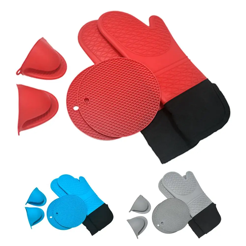 

YOUZI 6pcs Kitchen Silicone Oven Mittens Set Heat Resistant Mini Oven Gloves Hot Pads Pot Holders For Kitchen Baking Cooking