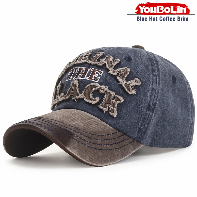 Baumwollbeschichtete Gewaschene Baseballkappe mit Gesticktem 'BLACK' Schriftzug und Aufnähern – Detail 13