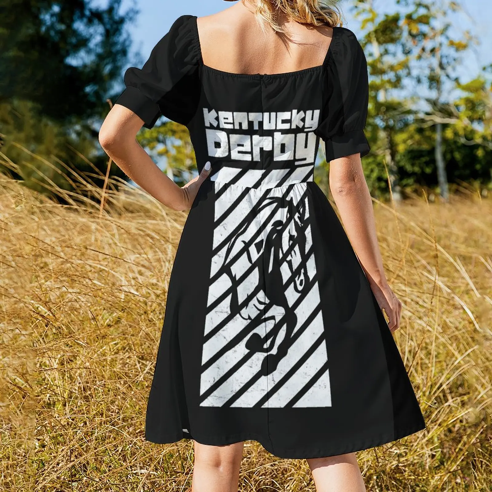 Kentucky Derby Schwarzes T-Shirt mit kurzen Ärmeln, Kleid für Damen, elegante Luxus-Sommerkleider für Damen, 2025, Damenrock