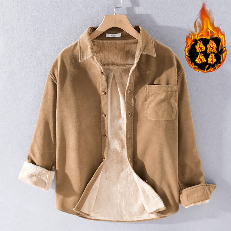 

Мужская теплая фланелевая куртка из хлопка с начесом, молодежная повседневная одежда, китайский бренд