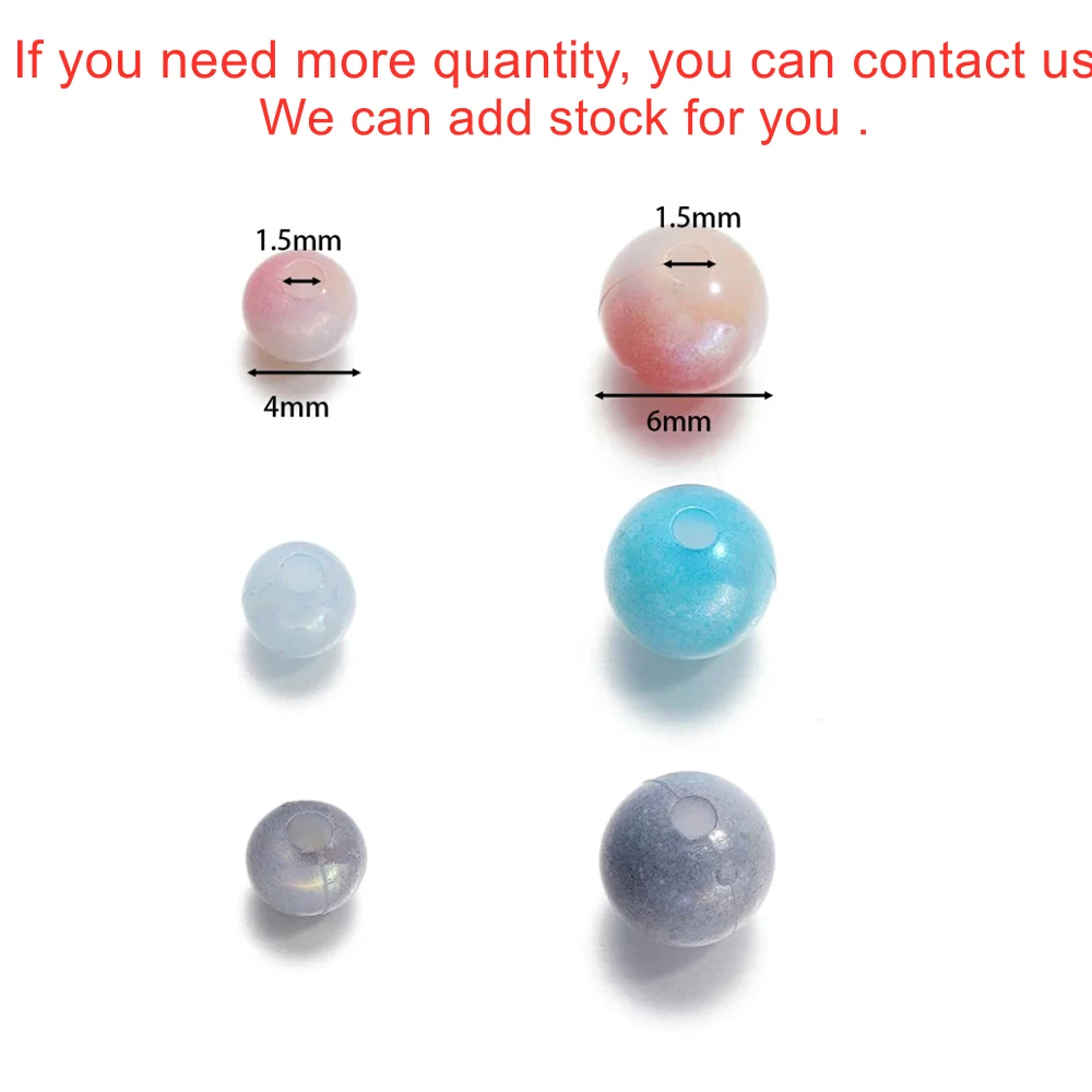 10g 4/6mm Acrylic Spacer Beads AB Color Imitation Pearl Round Shape Charm Loose Beads for DIY Bracelet Jewelry Accessories