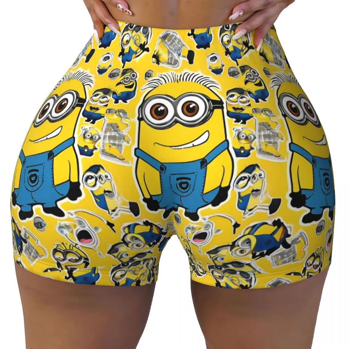 

Custom M-Minions Anime Cute Workout Shorts Women's Gym Volleyball Running Yoga Shorts