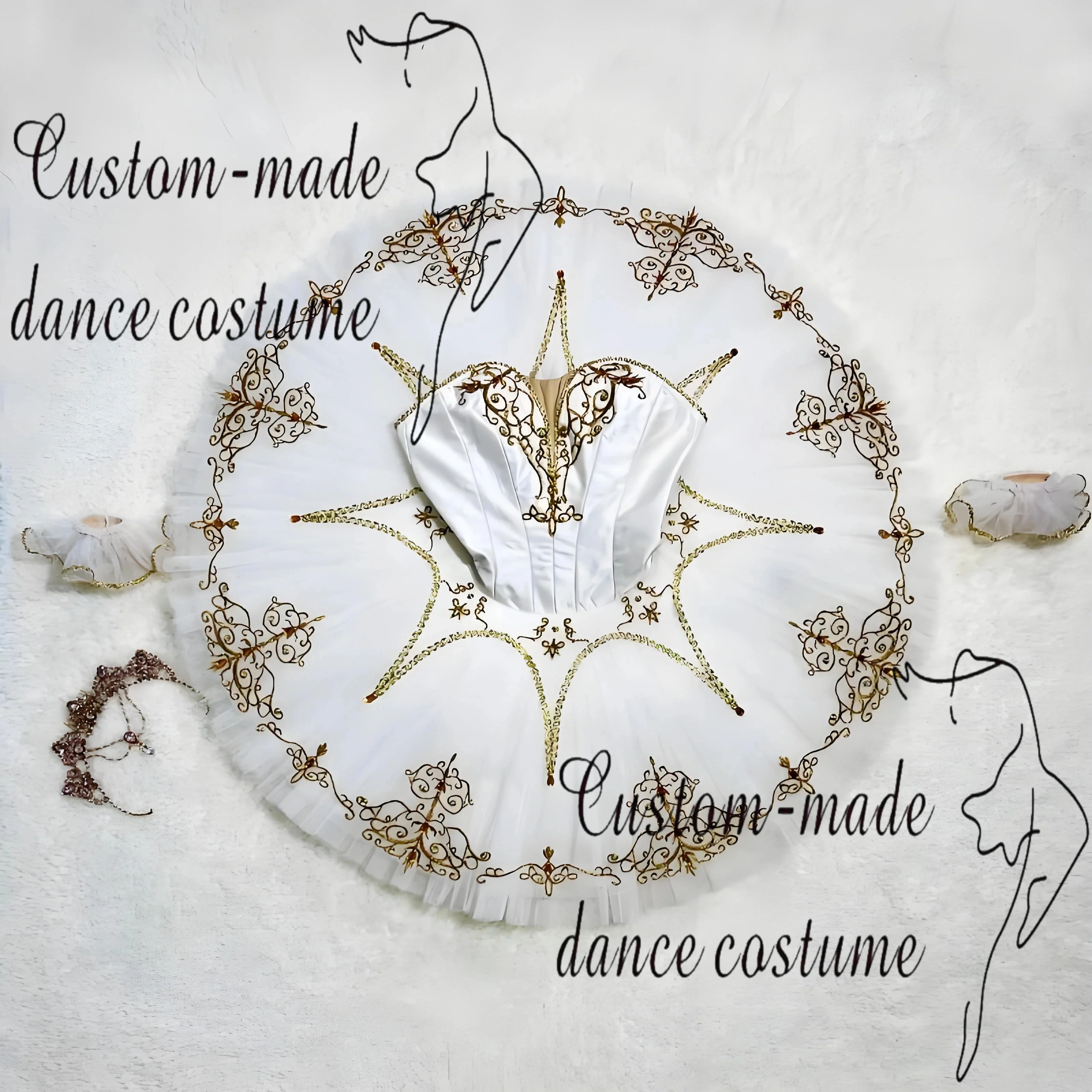 Milk White Nutcracker Variations International Competition Performance Costume Ballet Tut U Plate Skirt