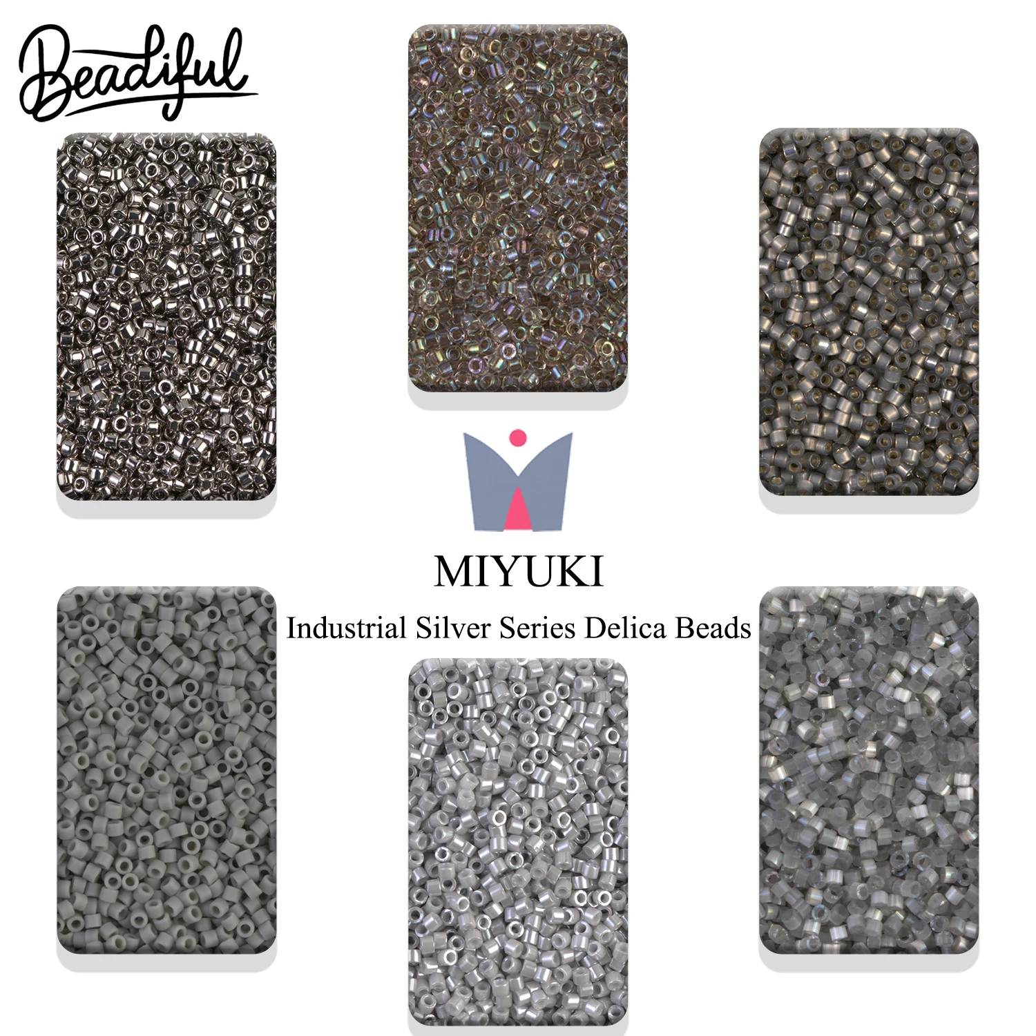 BEADIFUL 10g/2000pcs MIYUKI DELICA BEADS 11/0 - Industrial Silver Chrome Series Japan Glass Seed Beads for Jewelry Making