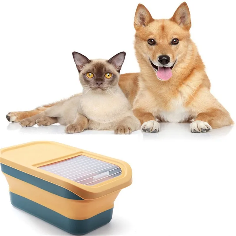 Cat And Dog Food Container With Lid Moisture-proof Convenient Storage One Piece With Cover Fashion Design 3 Colors High Quality