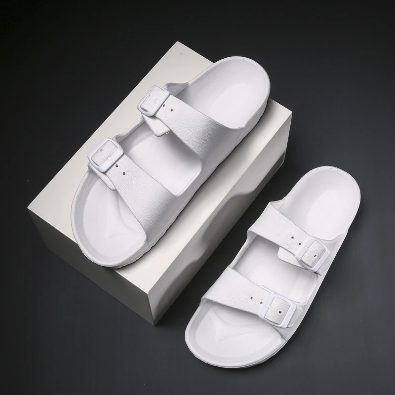Men Lightweight Outdoor Sandals Men Two Slippers with Buckles, Adjustable Boken Slippers Couple Style Outdoor Daily Lightweight