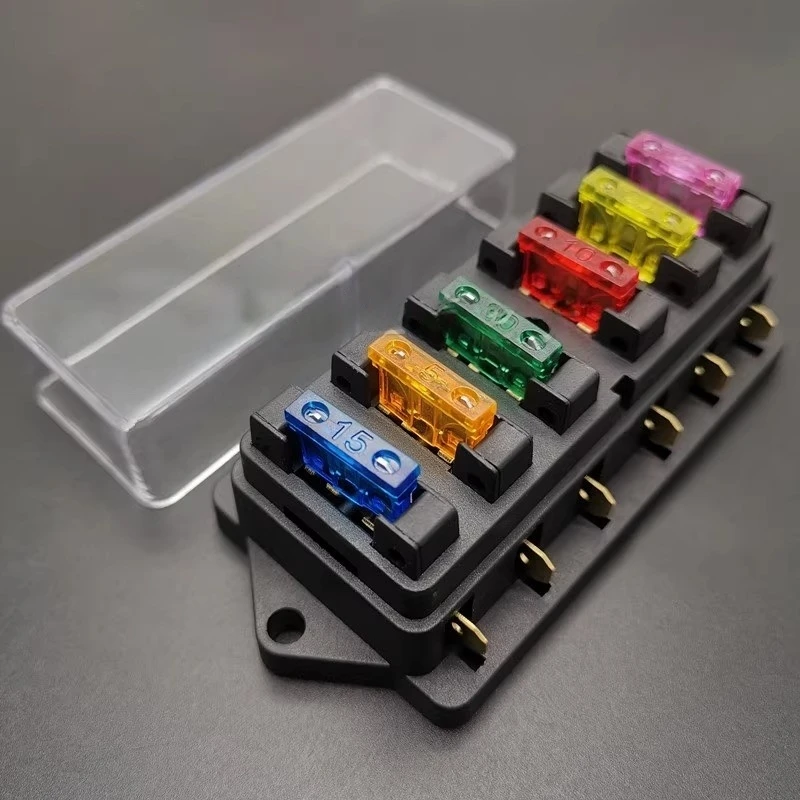 4/6/8/10 Way Car Fuse Box Car Fuse Holder Car Truck Auto Blade Fuse Box with 4/6/8/12 Fuses for 12V 24V ATO Standard Circuit