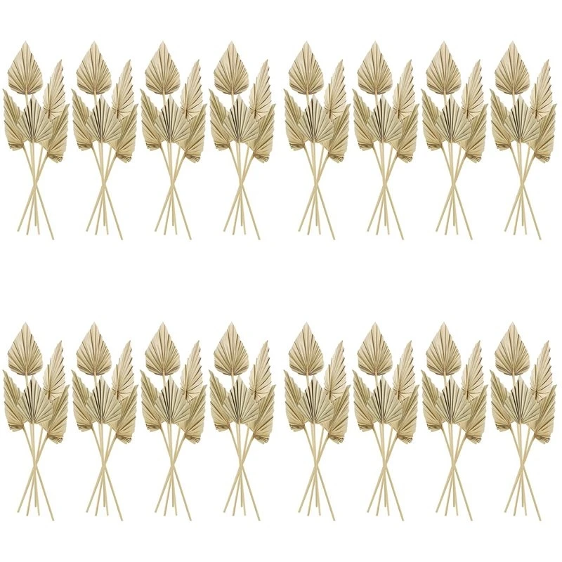 80Pcs Boho Dried Palm Spears Leaves , Small Dried Real Palm Fans, Dried Palm Leaves With Stem Dried Leaf Decor Vase