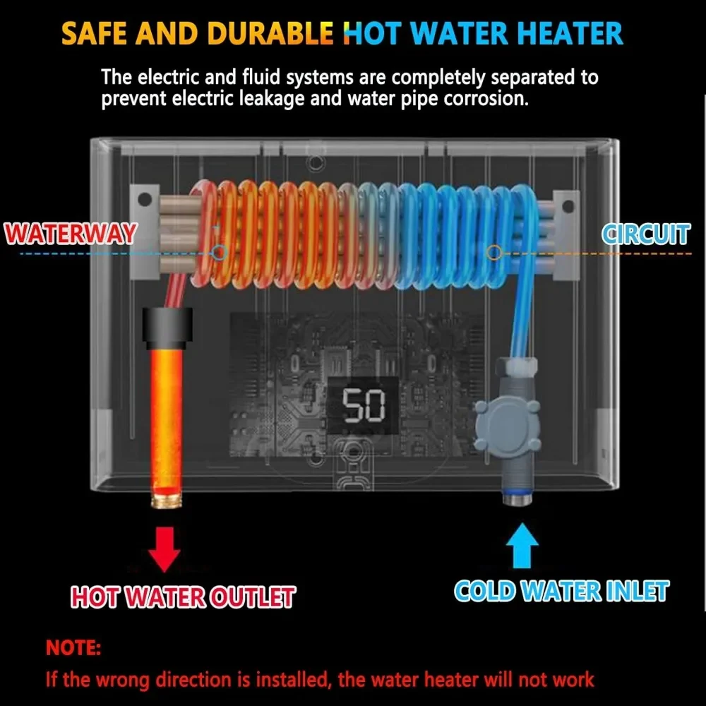 Mini calentador de agua eléctrico sin tanque 3000W 110V calentador de agua caliente instantáneo de temperatura constante con control remoto