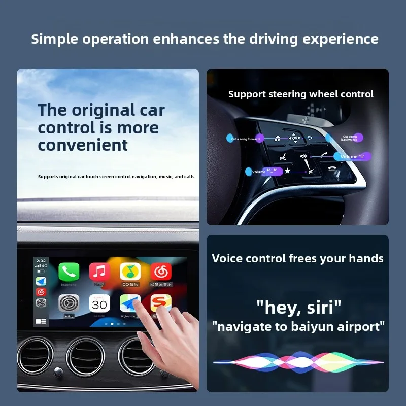 Wireless Carplay Box, Wired To Wireless Navigation AUTO Machine Interconnection Mobile Phone Screen Mirroring Plug and Play