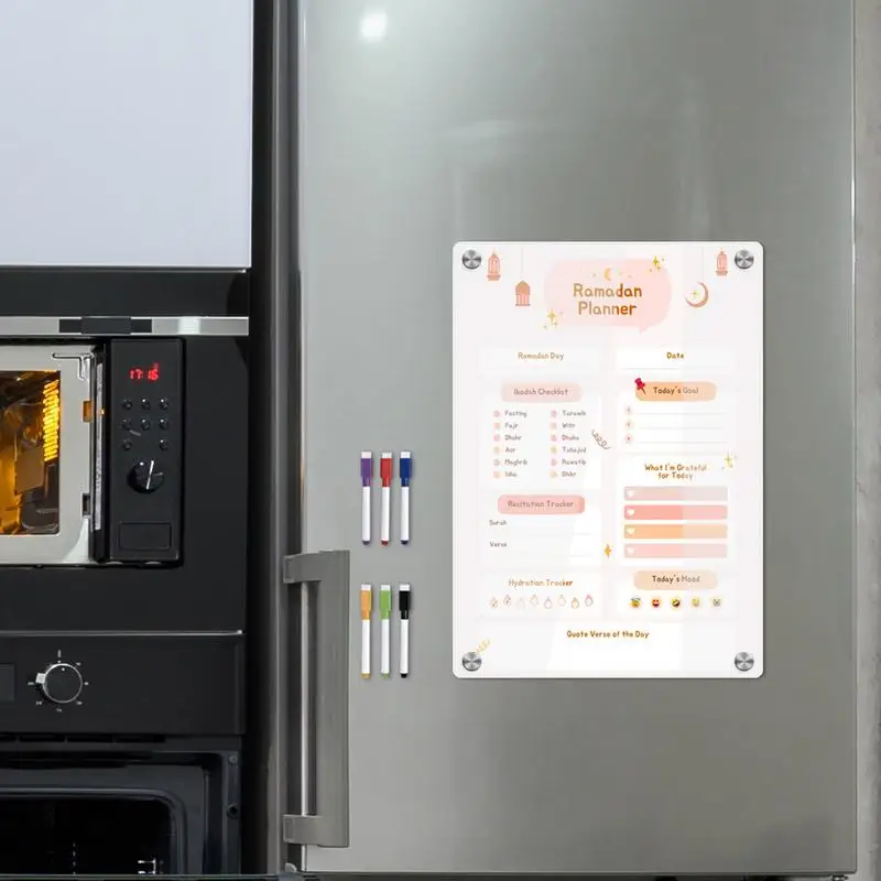 Planejador Semanal Claro para Geladeira, Geladeira Acrílica Magnética, Placa de Apagar Seco, Ímã Forte, Geladeira para Diário