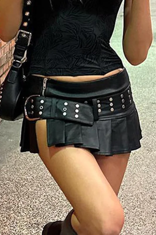 Dark Punk Trend, Cool Babes, Low-waisted Zip-up Skirts, Ins, Street Rock, Personality, Strappy Skirts, Tides