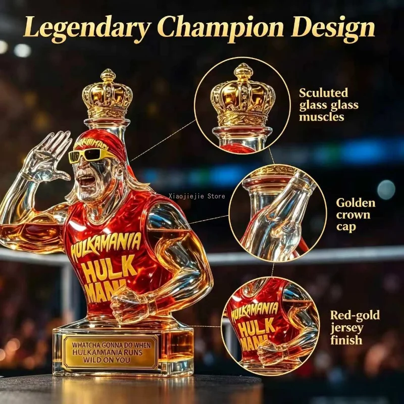 Futuristic Wrestler Style Glass Decanter Bottle Novelty Table Decor Wine Whiskey Carafe Housewarming Gift Idea