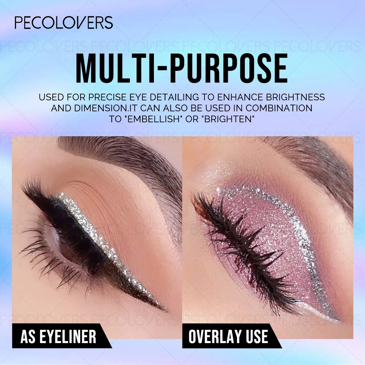 1-teiliger maximaler funkelnder Eyeliner, pigmentierter flüssiger Highlight-Lidschatten, auffälliger Augen-Make-up-Look, langanhaltender, glänzender Schimmer