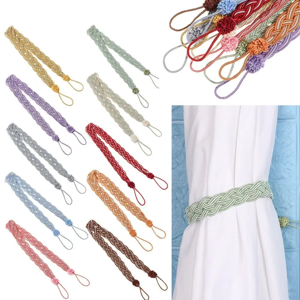 2Pcs/se Braided Braided Curtain Tiebacks Simple Satin Rope Curtain Buckle Straps Classic Polyester Curtain Gift