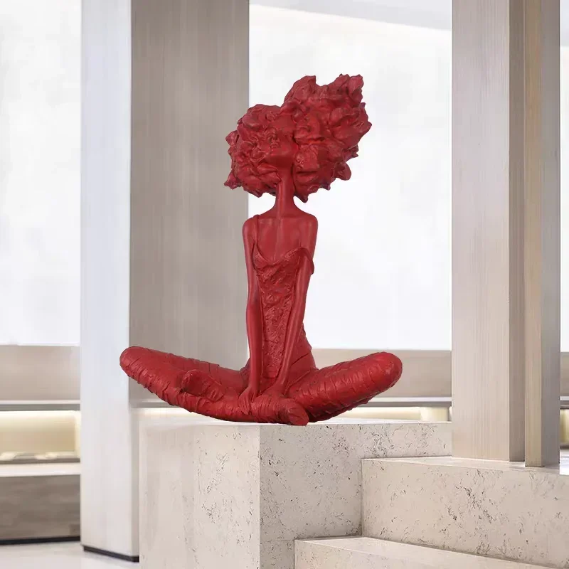 Home Decor Abstract Seating Posture Figure Sculpture Ornament Living Room Entrance Office Shopping Mall Art Soft Decoration