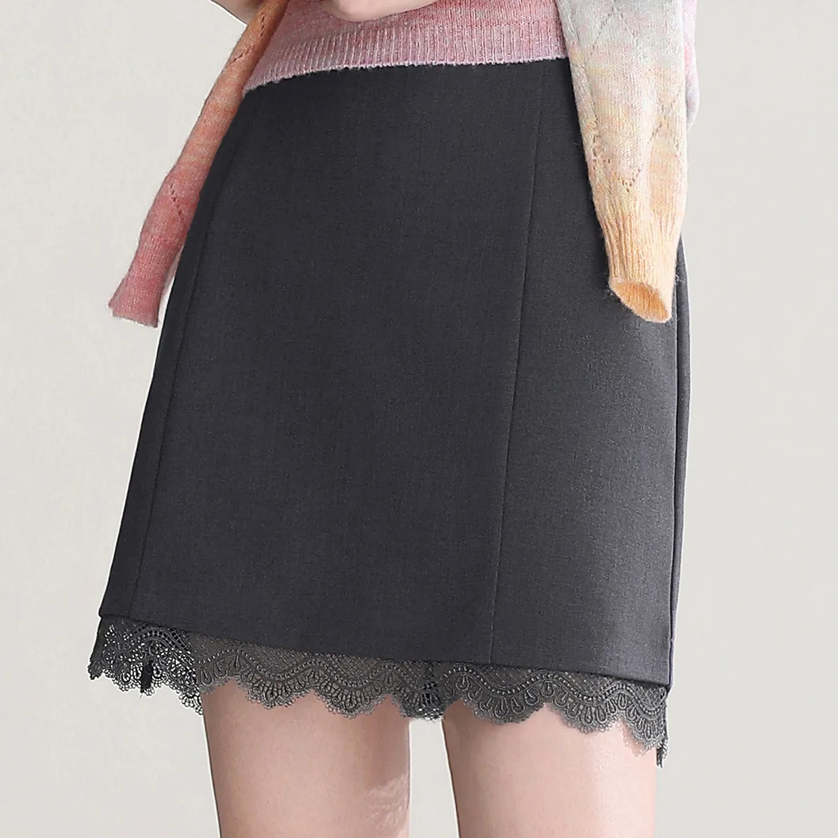 Splicing Lace Mini Skirt Elegant Temperament Package Hip No Elastic Short Skirt Woman Female Clothing Spring New 2025