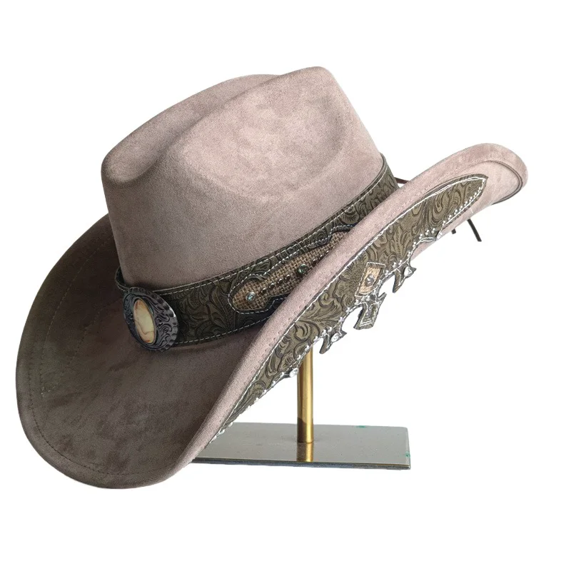 Four Models 2026 Cowboy Suede Hat Embroidery Cowboy Hat with Belt Wide Brim New Burned hat Camel Accessories Luxury Sombrero