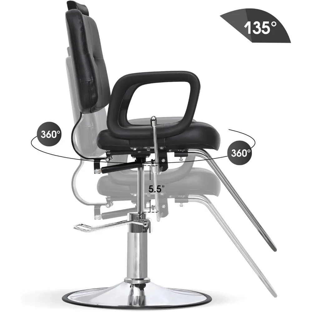 كرسي حلاقة هيدروليكي مستلق لصالونات التجميل والمنتجعات الصحية 2059 (أسود) #4