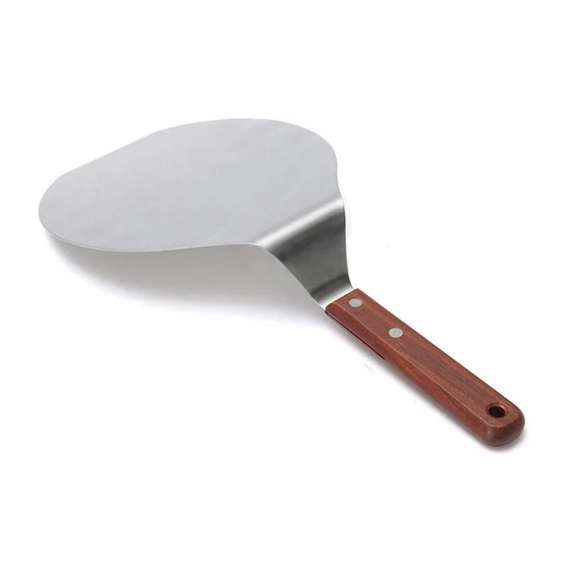 Stainless Steel Pizza Shovels with Wood Handle Round Pizza Spatula Cake Shovel Bread Cutter Kitchen Baking Turner Accessories