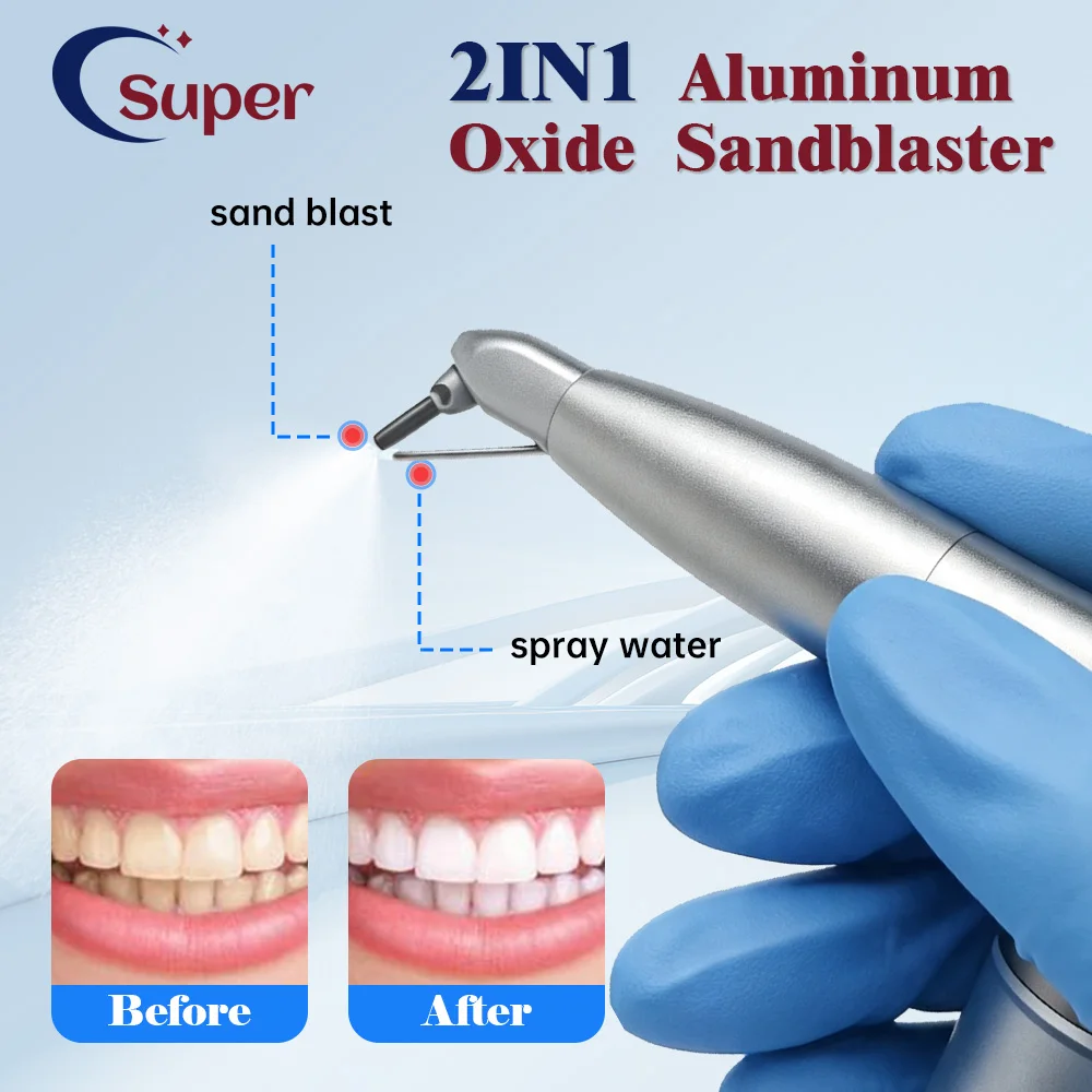 Deantal 2IN1 Alumina Gun Air Abrasion Polisher Aluminum Oxide Sandblasting Gun With Sand Bottle 4‑Hole KV  Dentistry Tools