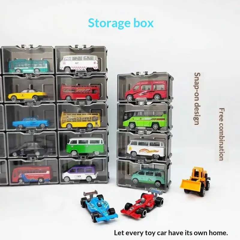 Stackable Diecast Car Display Case Dustproof Transparent Plastic 1/4/6/8/12 PCS Storage Box for Home Collection Showcase