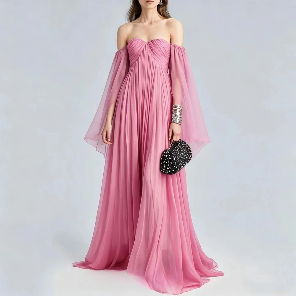 

Elegant Chiffon Off The Shoulder Evening Dresses Women Summer Event Gown for Formal Occasion Customized Prom Party Dresses