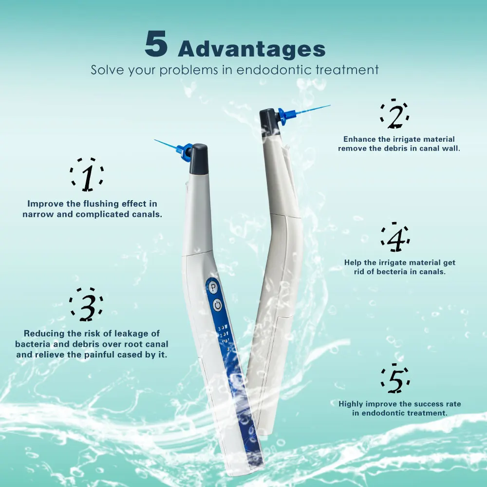 MBM Dental Endodontic Activator With LED Light Dentistry Root Canal Sonic Irrigator with 60PCS Tips Wireless Endo Activator