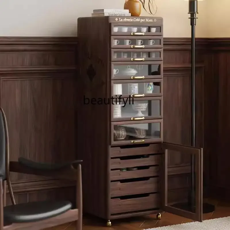 

Solid wood dental cabinet, jewelry storage tea set cabinet, North American black walnut medieval cultural play cabinet