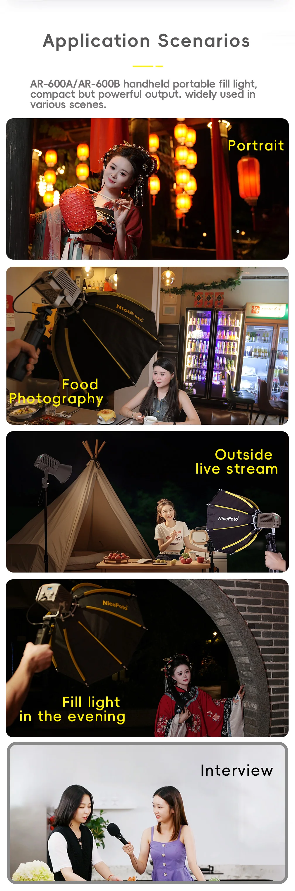 NiceFoto AR-600C 60W Portable Mini RGB LED Video light For Outdoor Use