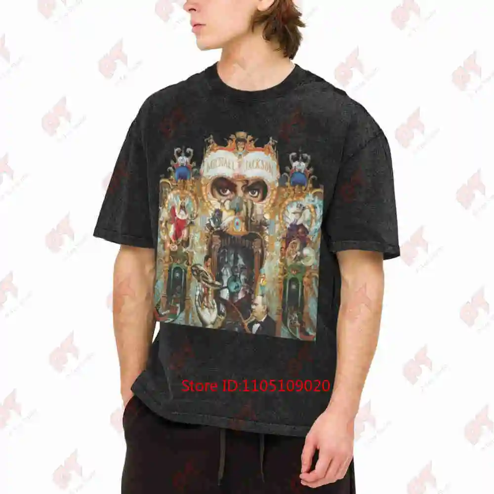 Dangerous Album MJ Autograph Logo Vintage Washed Tee Pure Cotton T-Shirt