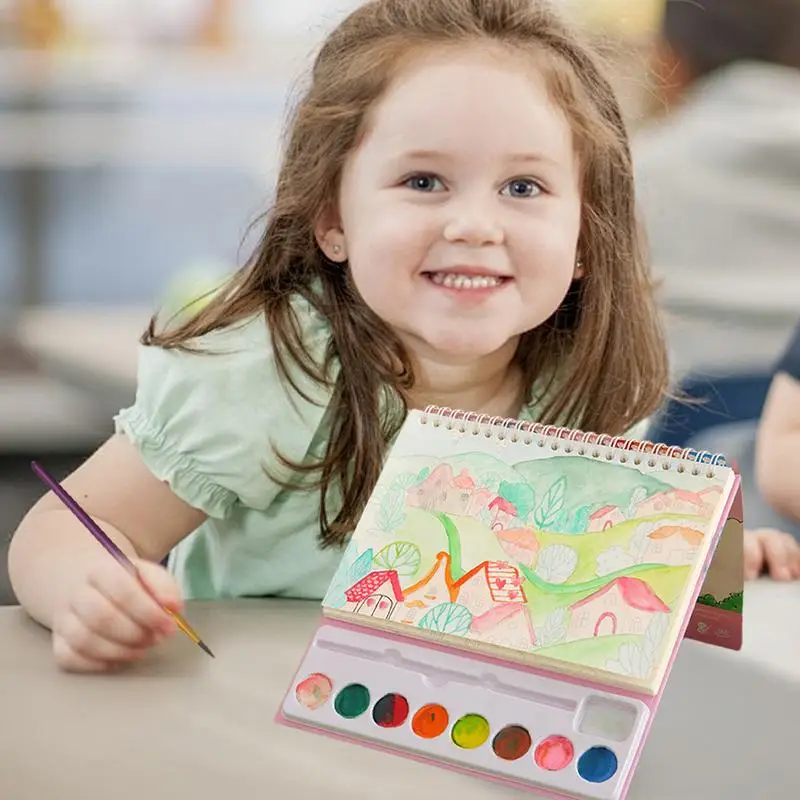 Aquarel Verfsets Voor Kinderen 24 Pagina 'S Waterkleuren Verf Kinderen 8 Kleuren Reisfeest Kunst En Handwerkkits Met Borstel Voor Kinderen