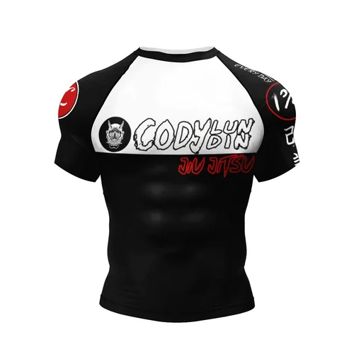 Imagen 2 del producto CODY LUNDIN MMA camisa de manga corta Jiu Jitsu BJJ Rashguard para hombres tatuaje fresco protector solar camiseta ciclismo surf boxeo Jersey