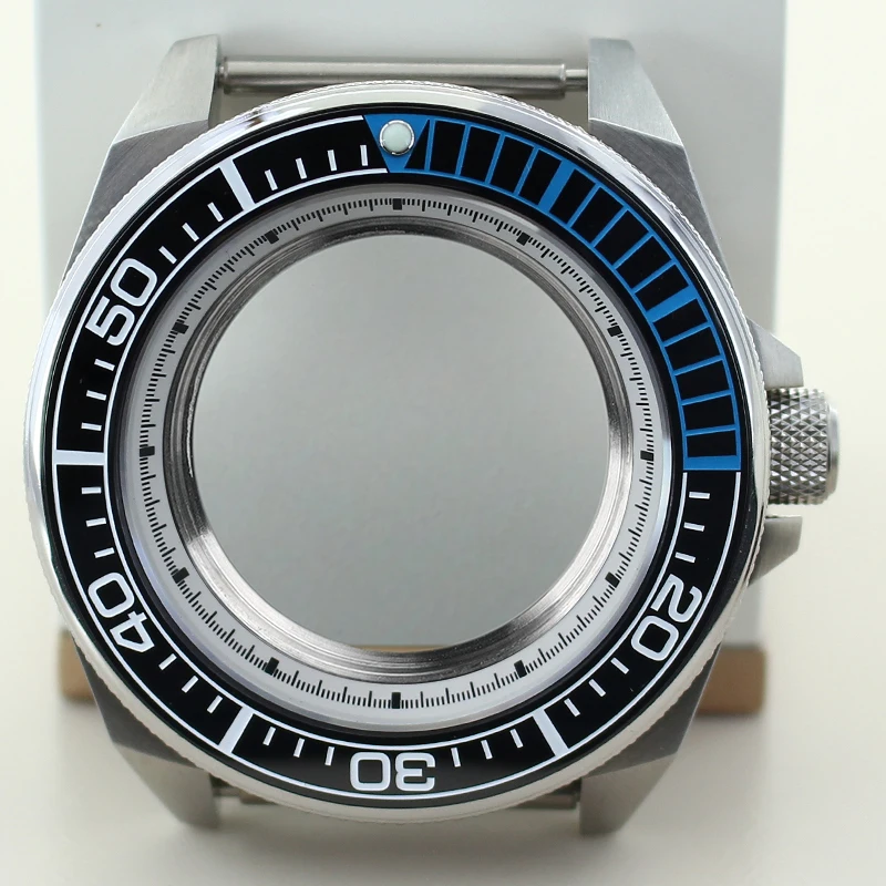 44mm Steel/Black Diving Watch Case Sapphire Glass For NH35 NH36 NH34 NH38 Movement PROSPEX King Samurai Wristwatch Mod Parts Ase