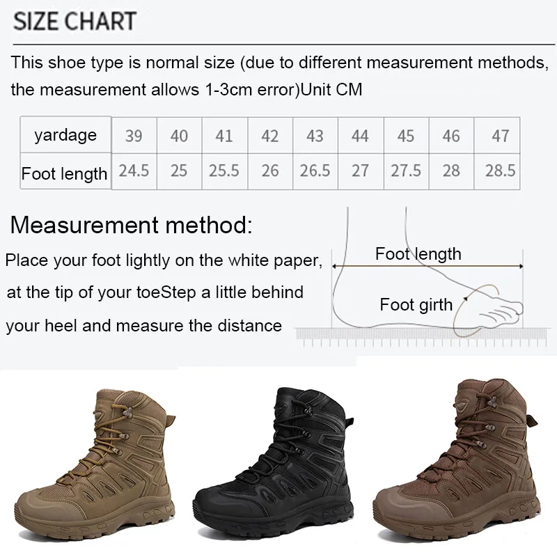 Outdoor Military Hiking Shoes Men\'s High Top Desert Boots Men Tactical Boots Durable Training Shoes Sports Climbing Ankle Boots