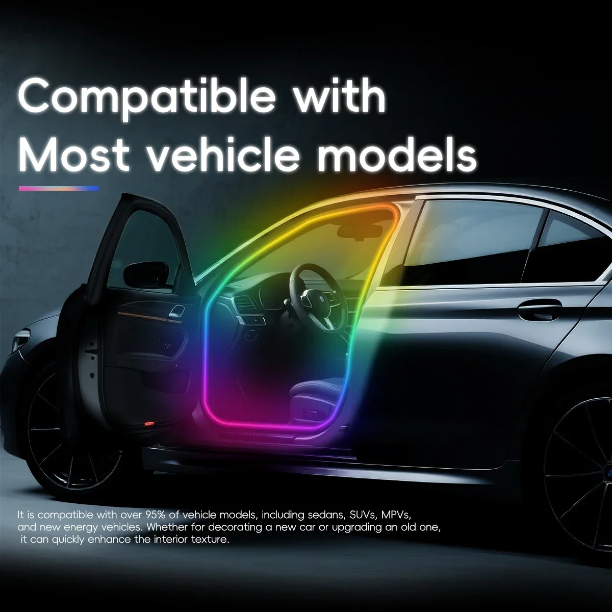 

4in1 / 2in1 Automotive Door Frame color-changing RGB LED Interior Ambience light USB APP Remote Control Easy to Install