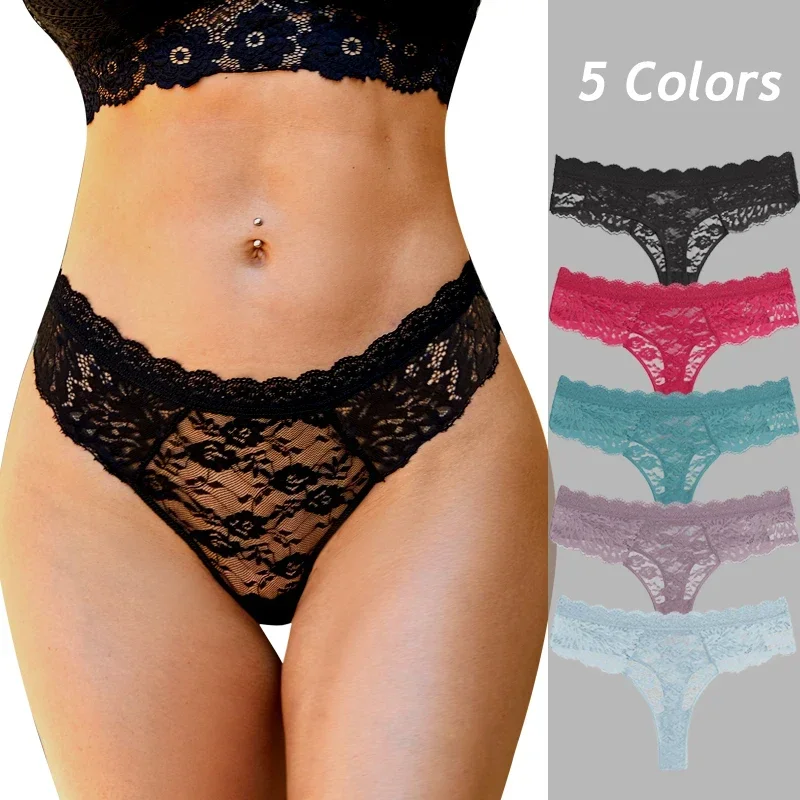 

New Lace Thongs Hollow Out Women Panties Sexy Low-waist Underwear G String Female Underpants Breathable Lingerie Intimates S-XL