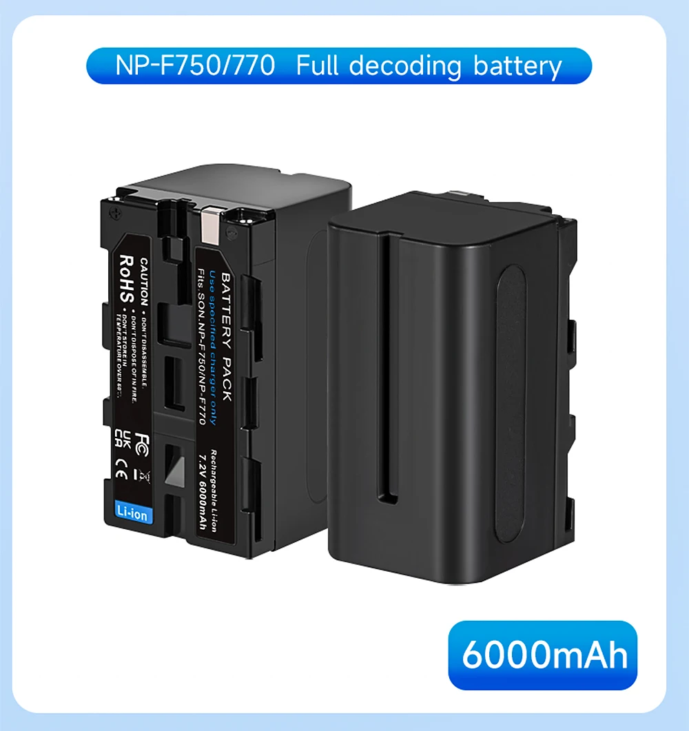 PALO-Batería de NP-F750 Akku + LCD, Cargador USB para Sony NP F970 F960 F550 F570 QM91D CCD-RV100 TRU47E, 7,2 V, 6000mAh NP F750 NP F770