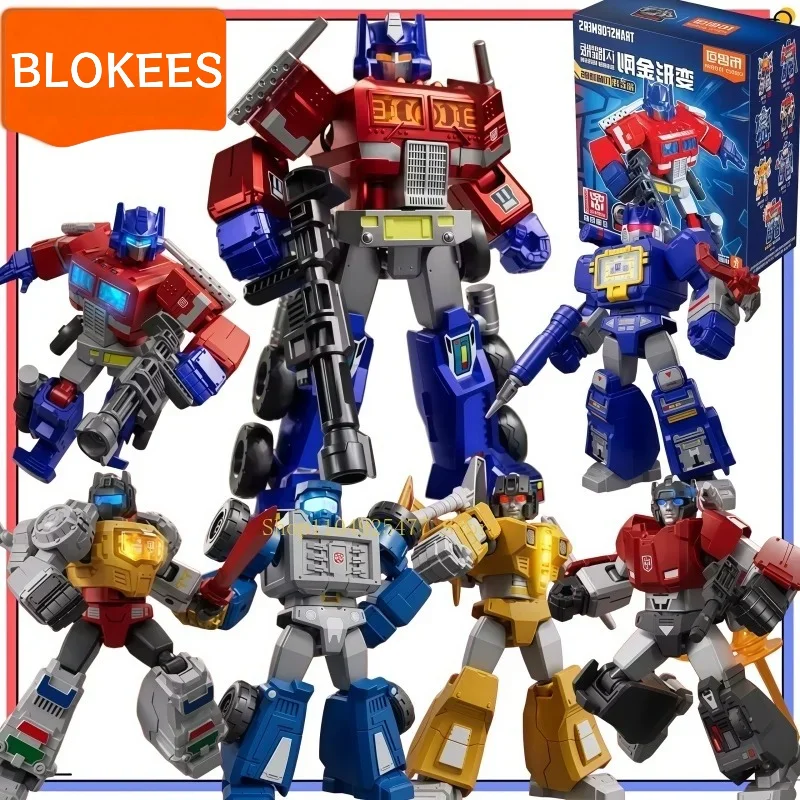 BLOKEES Transformers Man Shining Edition 2ème Optimus Prime Soundwave Plaque Lumineuse Blocs de Construction Modèle Jouet Cadeau
