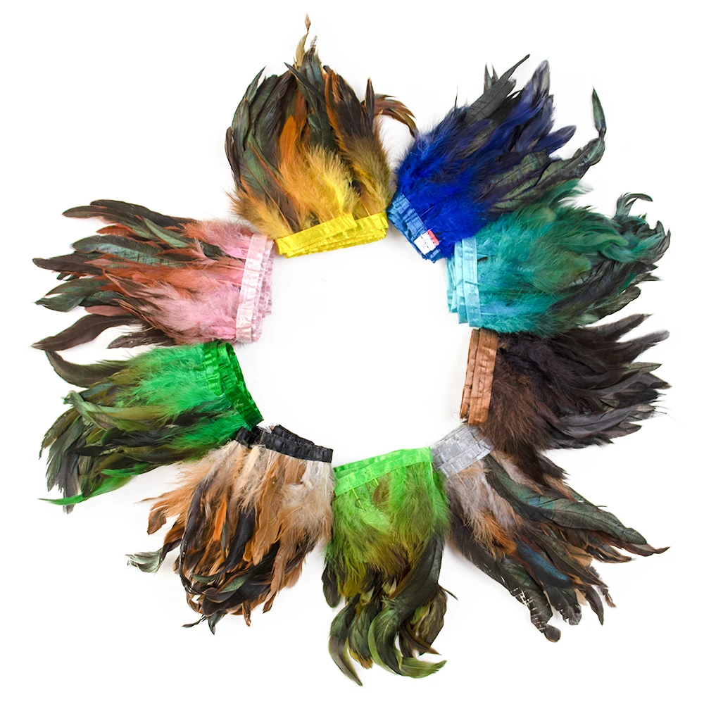 5Meter Natural Rooster Chicken Feathers Trims 15-20cm for Diy Craft Wedding Party perform Sewing Dress Skirt Clothes Plume Decor