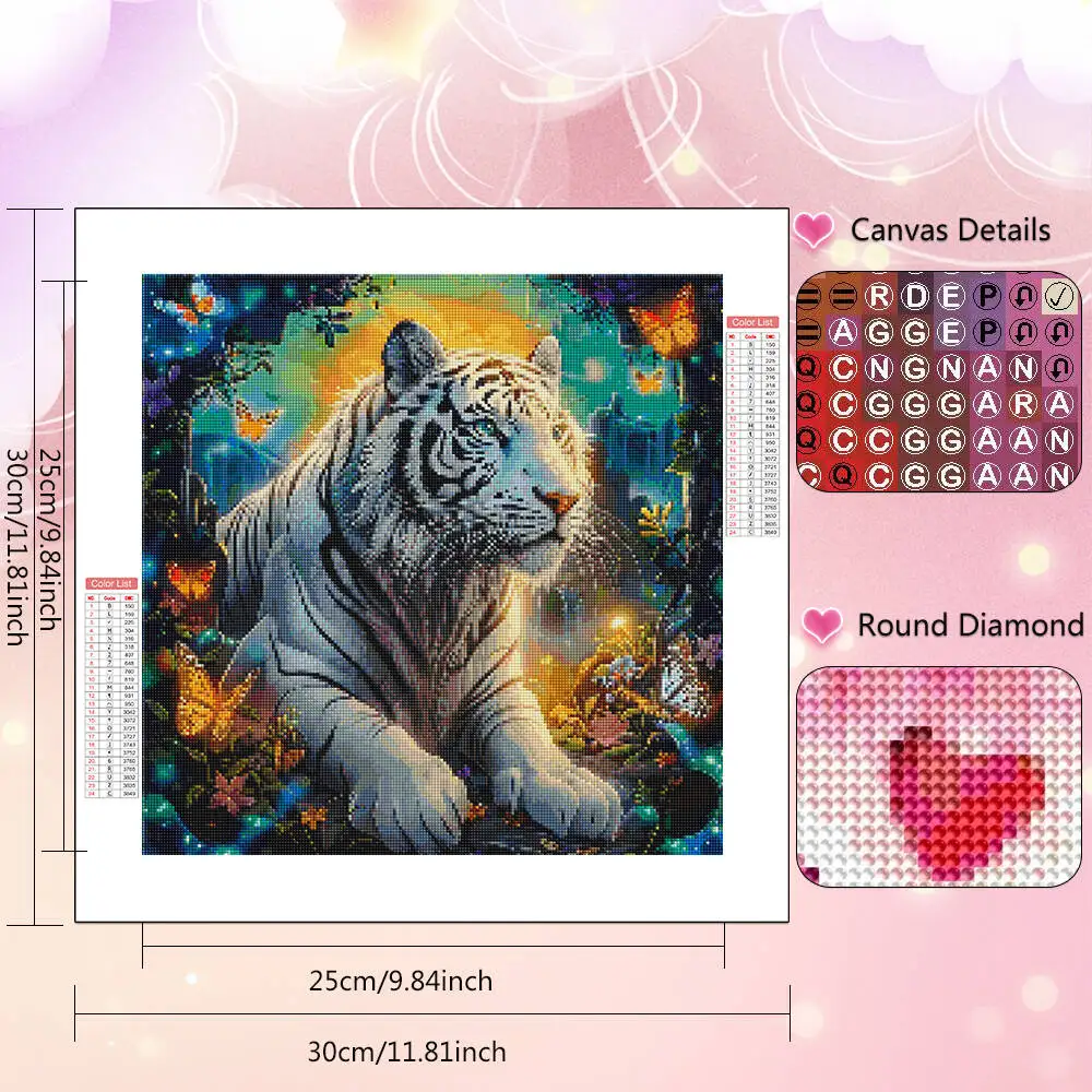 HUACAN الماس اللوحة الفنية الحرفية النمر الحيوان فراشة كامل مربع جولة الماس الفسيفساء جدار الفن الديكور #2