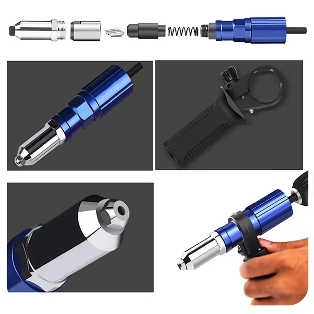 Electric Rivet Gun 2.4mm-4.8mm Rivet Nut Gun Bit Adapter Cordless Riveting Tool Accessories For Woodworking