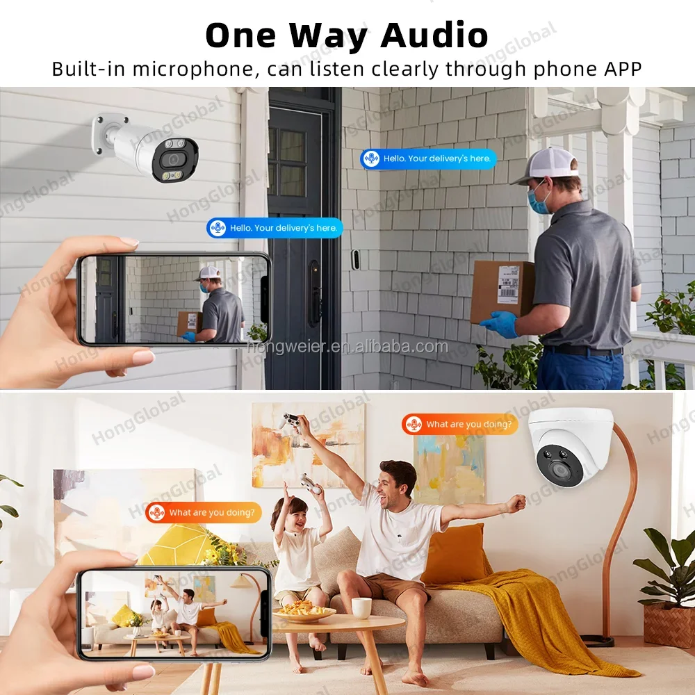 HongGlobal 4MP 8CH 2K Network Video Recorder POE NVR Home Security Camera Set Kit IP Surveil System Wireless CCTV Camera System
