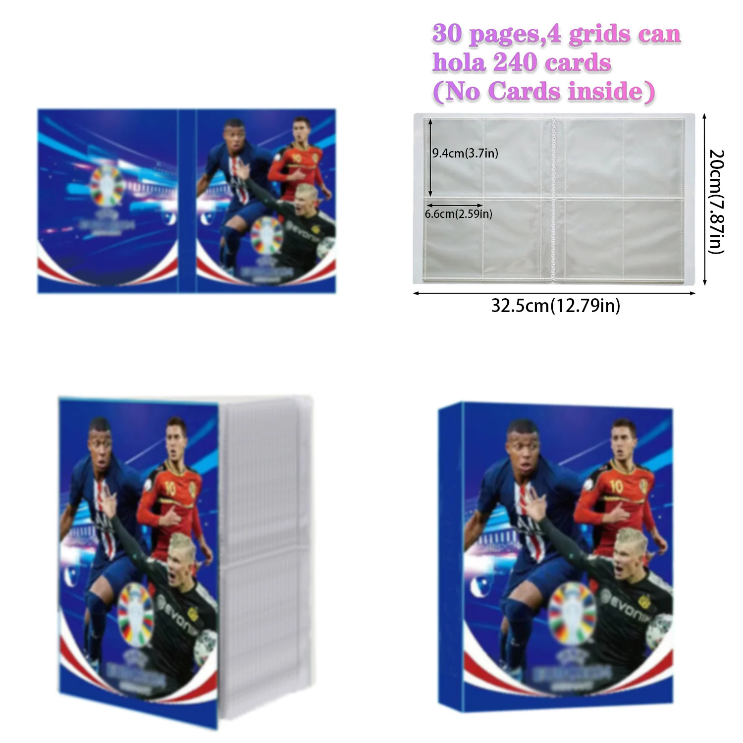 Football Star Card Blue Album Map Letter Holder Binder 240pcs Star Card Box Collection Album Book Folder Kid Toy Gift 2023 New