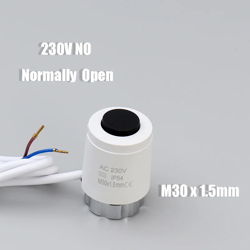 Atuador térmico elétrico para o aquecimento Underfloor, 230V, normalmente aberto, NÃO, M30 * 1.5mm, distribuidor, 5 PCes