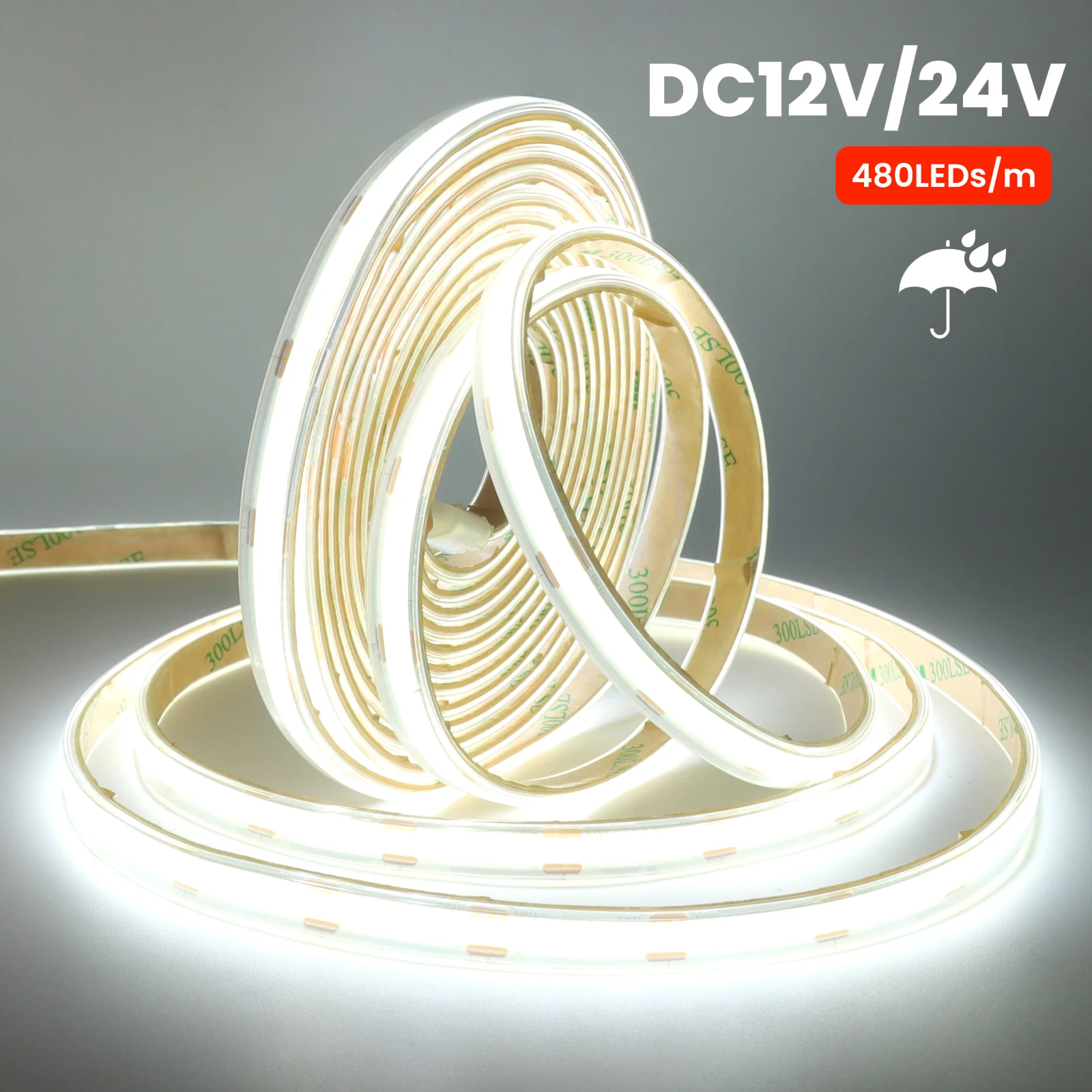 DC 12V 24V 480Leds/M COB Neon Strip Waterproof 3000K 4000K 6000K Home Decor High Brighter Flexible Ribbon Rope LED Light