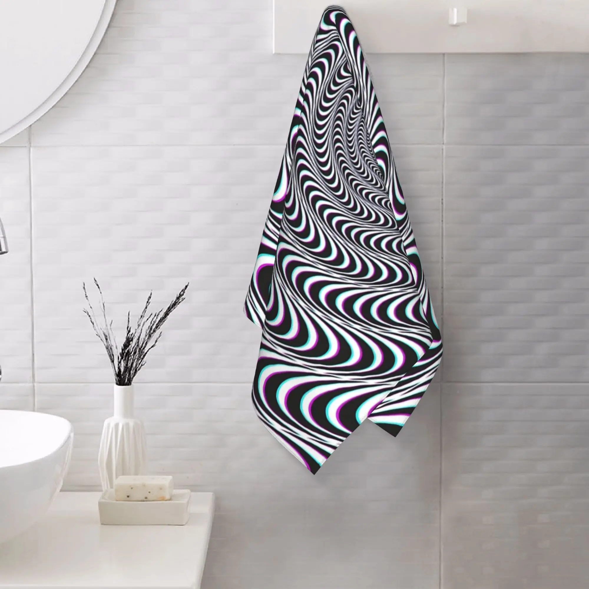 Custom Amazing Hypnotic Optical Illusion Hypnotic Psychedelic Spiral Soft Face Towel Quick Dry Pool Bath Cotton Towels