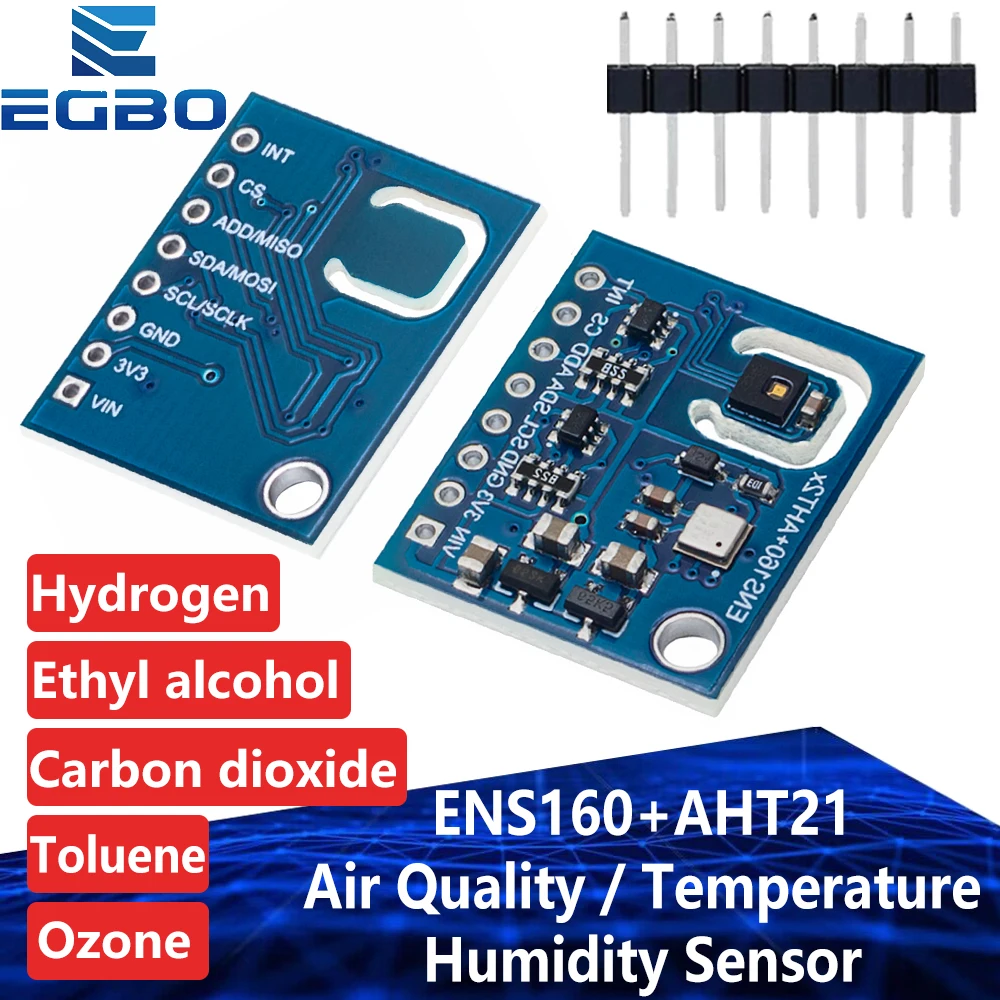 EGBO ENS160 + AHT21 dwutlenek węgla CO2 eCO2 TVOC czujnik jakości powietrza oraz temperatury i wilgotności wymień CCS811 dla Arduino
