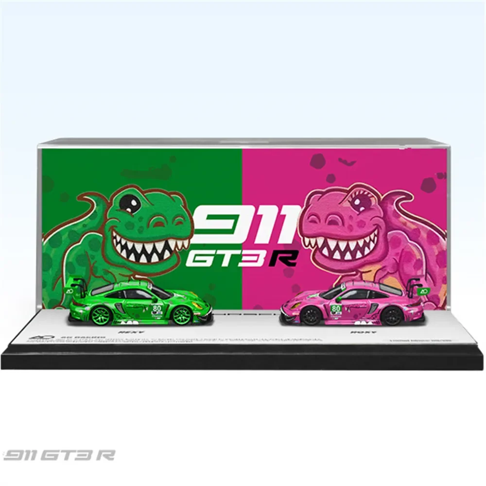 

TIME MICRO/STAR RACE 1:64 911 GT3 Pink/Green Tyrannosaurus Painting Alloy Model Car for Collection and Display